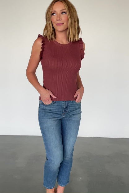 Shay Ribbed Top | Dusty Rust