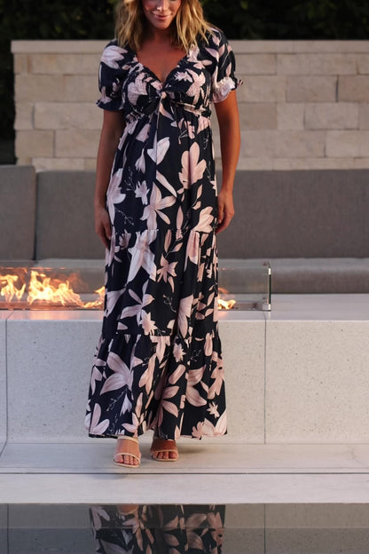 Hilaria Maxi Dress | Navy + Blush