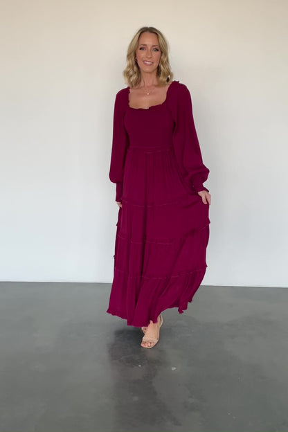 Lana Smocked Maxi Dress | Merlot