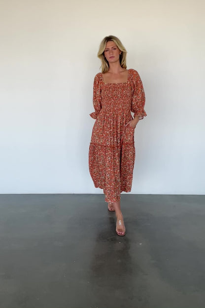 Sedona Smocked Dress | Light Rust