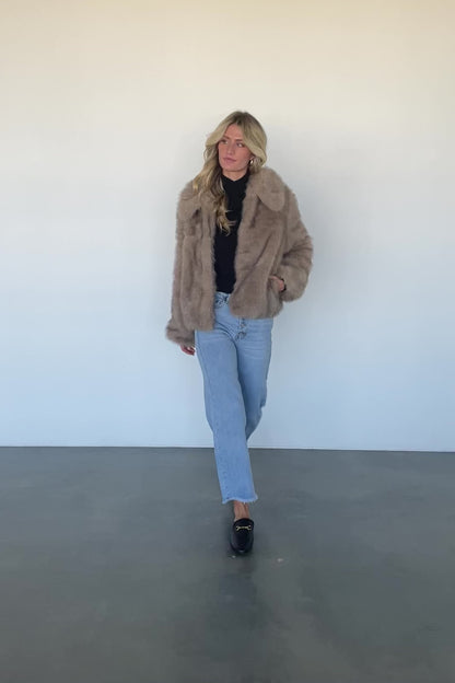 Amarante Faux Fur Coat | Beige Mink