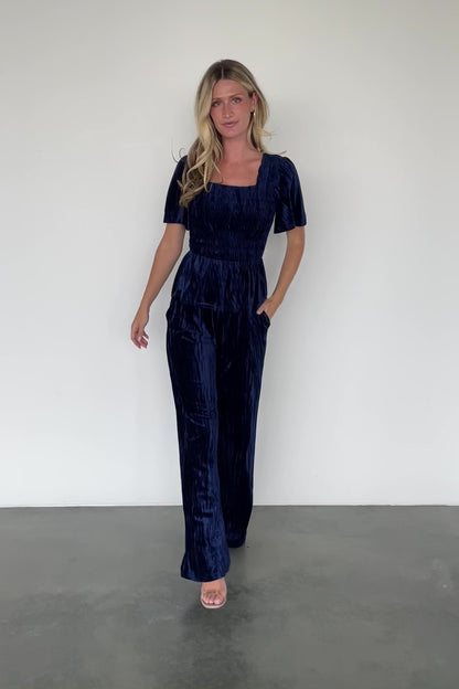 Elin Velvet Set | Navy