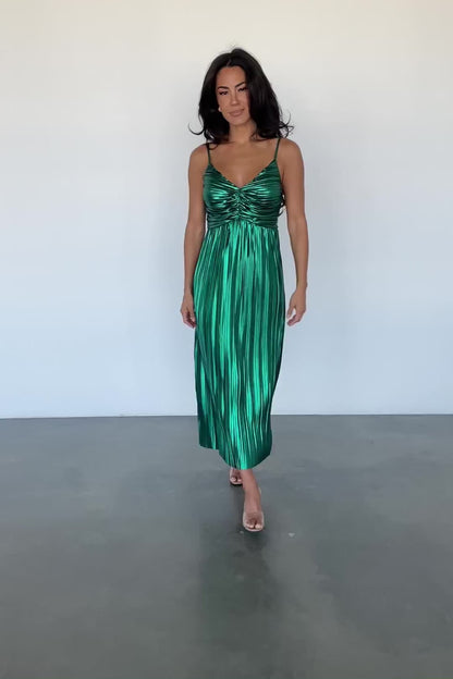 Cecilia Pleated Dress | Emerald