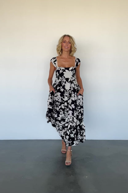 Aita Maxi Dress | Black + Ivory Floral