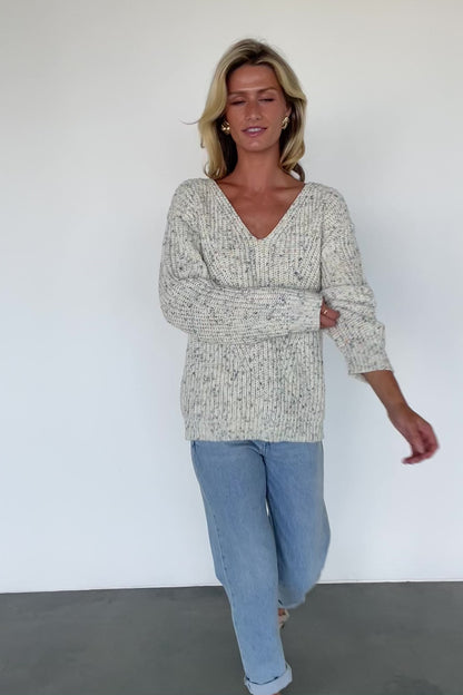 Rosie Knit Sweater | Ivory + Blue Multi