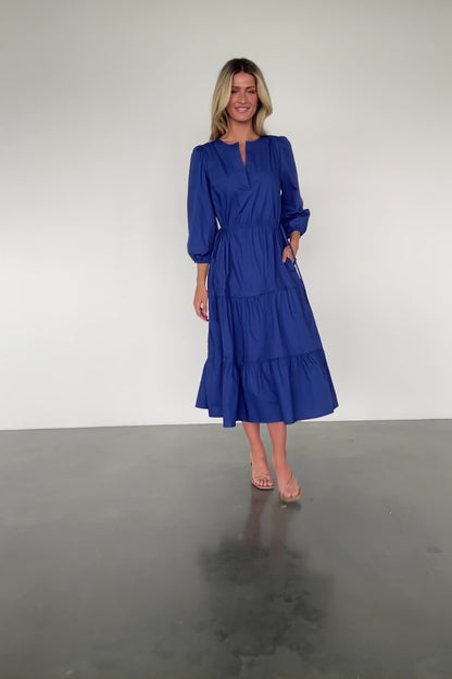 Santa Fe Poplin Midi Dress | Cobalt