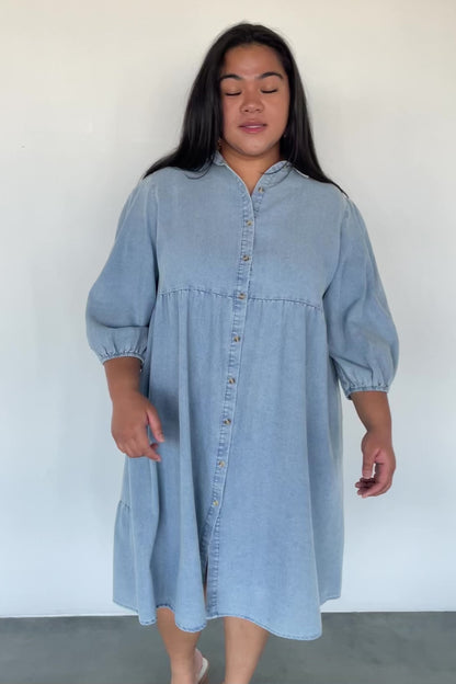 Sari Babydoll Dress | Chambray