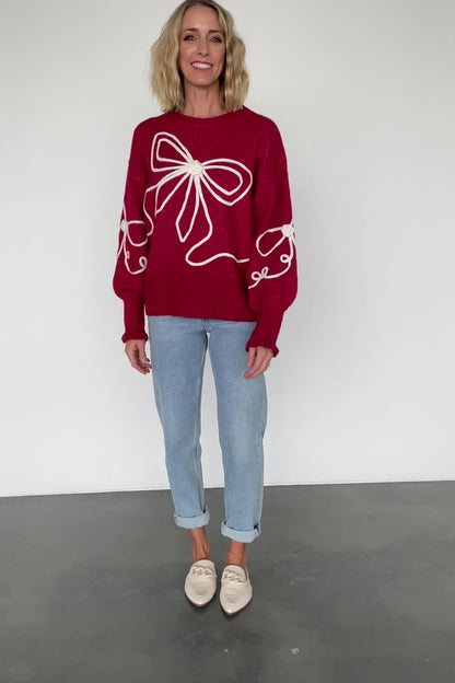 Elsie Ribbon Sweater | Red + Ivory