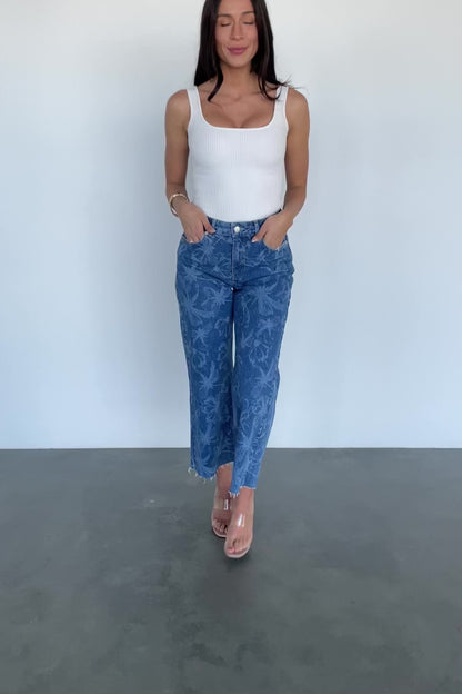 Cádiz Mid Rise Relaxed Jeans | Medium Floral Wash
