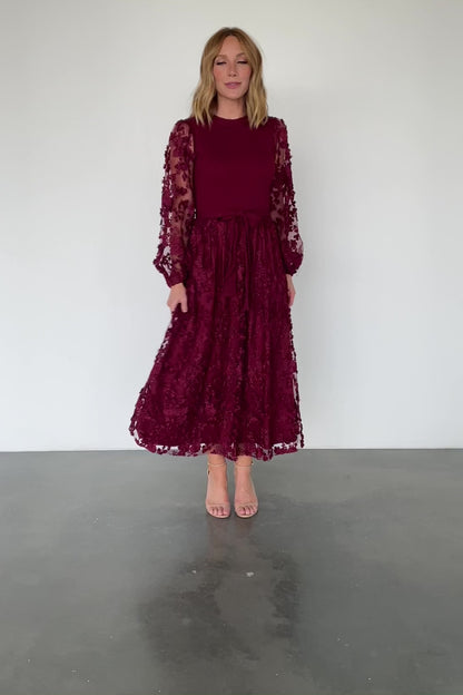 Roslyn Embroidered Dress | Wine