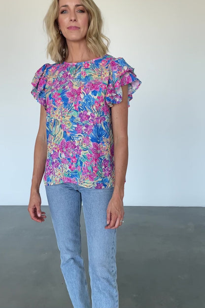 Lakely Top | | Blue + Pink Multi