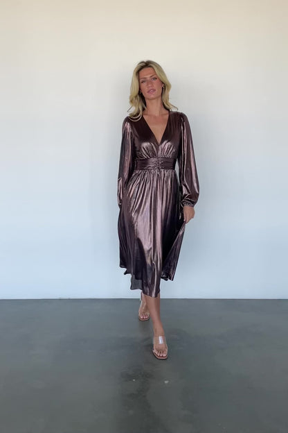 Aisha Shimmer Dress | Bronze