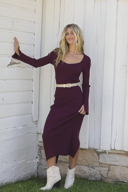 Marika Ribbed Dress | Wine