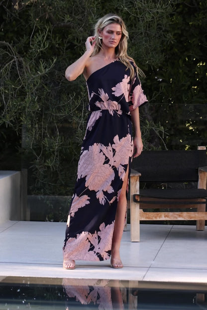 Halston Maxi Dress | Navy + Blush