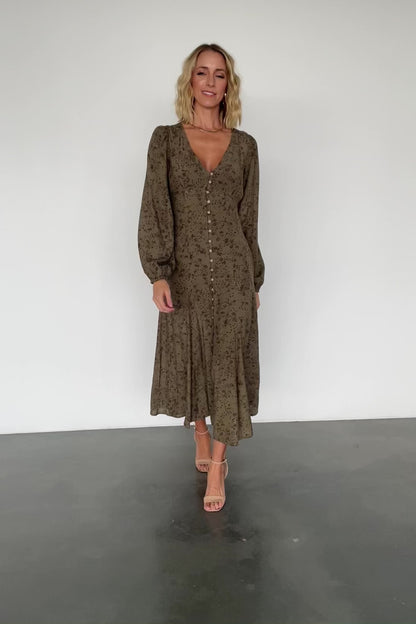 Claudine Maxi Dress | Olive Print