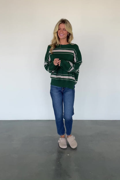 Charlie Striped Sweater | Dark Green