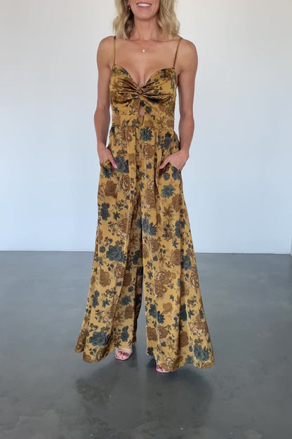 Khloe Wide Leg Jumpsuit | Gold Multi