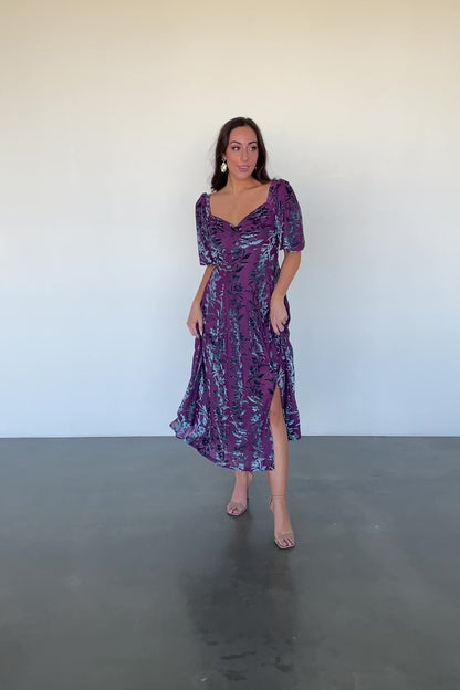 Westbrook Velvet Dress | Plum + Blue Floral