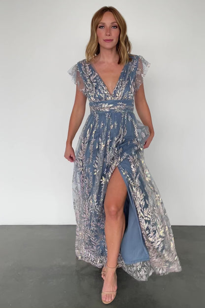 Karina Shimmer Gown | Blue + Rose Gold