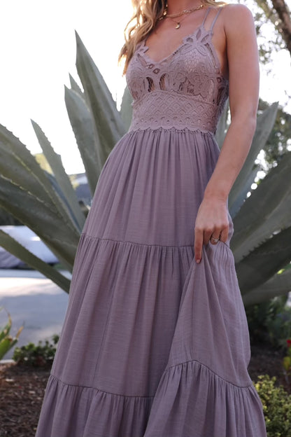 Summerlin Lace Top Maxi Dress | Dusty Mauve