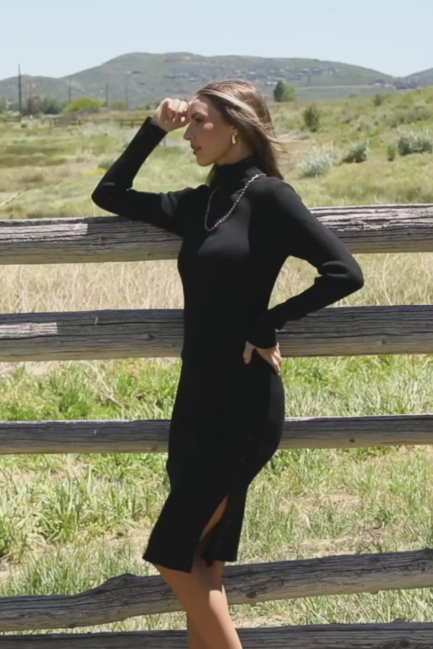 Caldwell Ribbed Turtleneck Midi Dress