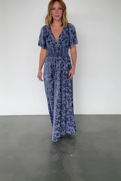 Veronica Velvet Maxi Dress | Whisper Blue