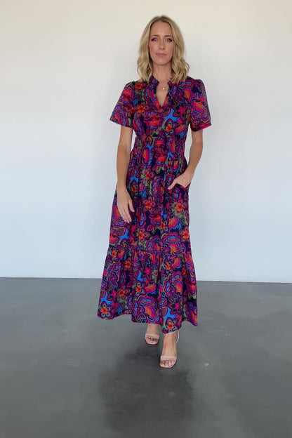 Vera Maxi Dress | Midnight Fuchsia Print