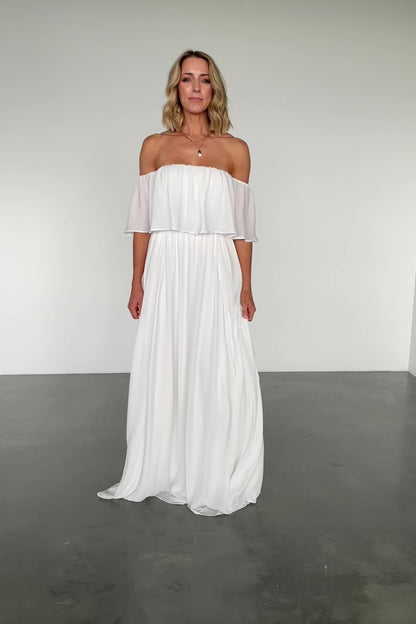 Diana Off Shoulder Maxi Dress | Off White