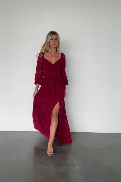 Mable Velvet Maxi Dress | Crimson