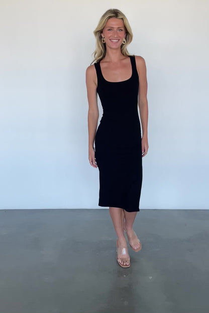 Moore Ribbed Tank Midi Dress | Black