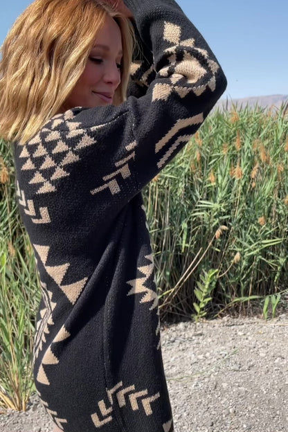 Hays Oversized Cardigan | Black + Tan