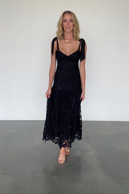 Monte Carlo Lace Midi Dress | Black