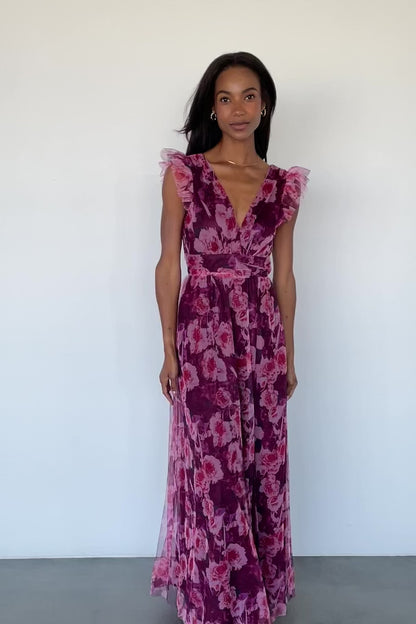 Adelyn Maxi Dress | Wine Floral