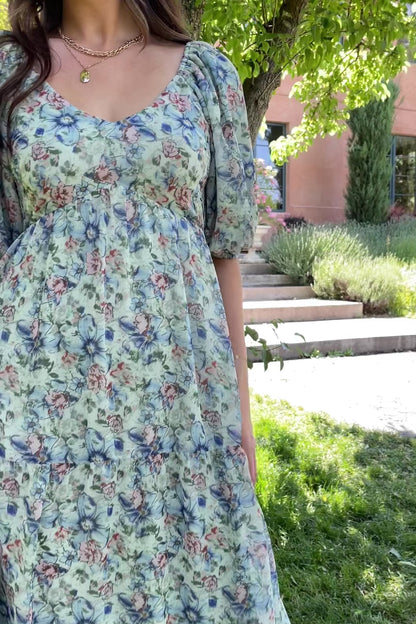 Ginny Maxi Dress | Light Green Floral