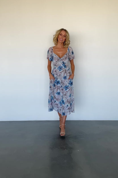 Melinda Midi Dress | Blue Floral