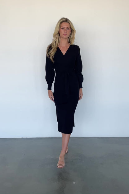 Sammi Faux Wrap Dress | Black