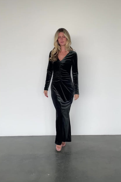 Kourtney Velvet Maxi Dress | Dark Green