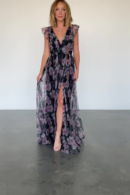 Carmine Maxi Dress | Black Floral