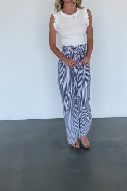 Delphi Wide Leg Pants | Navy Stripe