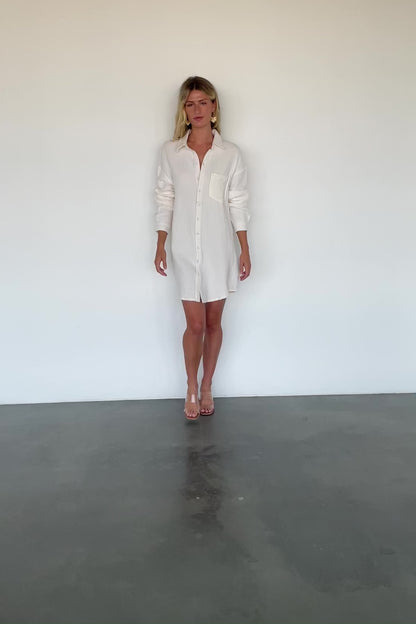 Andres Button Shirt Dress | Ivory