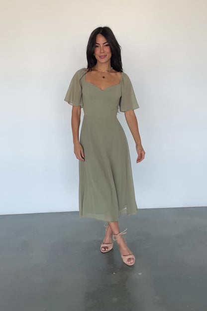 Colette Sweetheart Midi Dress | Dusty Olive