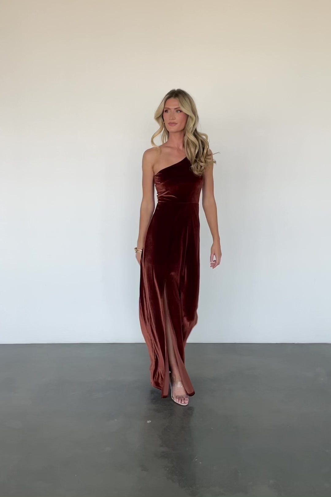 Titania One Shoulder Tulle Maxi Dress In Blush