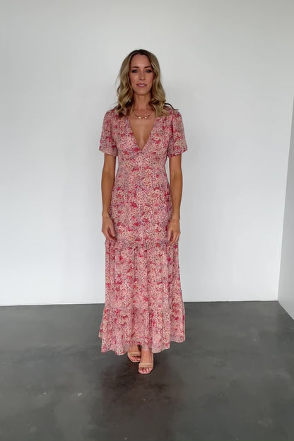 Audrey Deep V Maxi Dress | Blush Floral