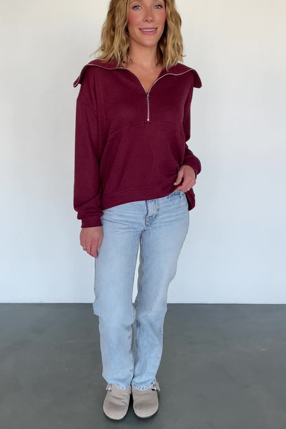 Shiloh Half Zip Pullover | Burgundy