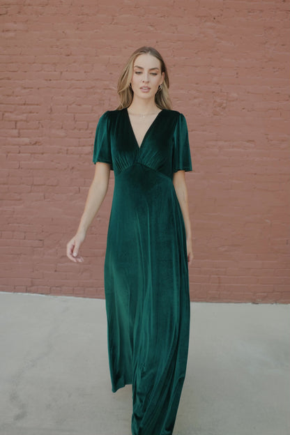 Vivian Velvet Maxi Dress | Emerald