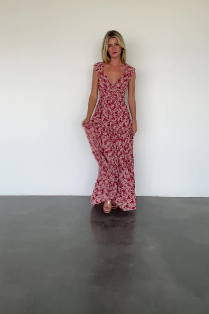 Martina Maxi Dress | Blush + Red