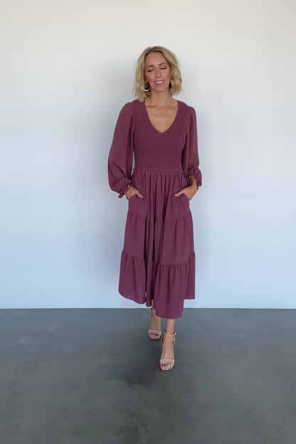 Endsley Smocked Midi Dress | Mauve