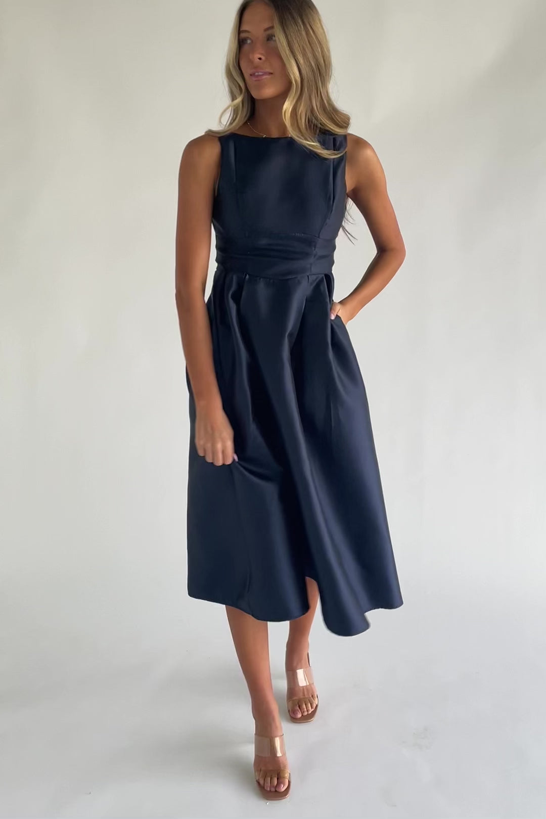Chandra Midi Dress | Navy