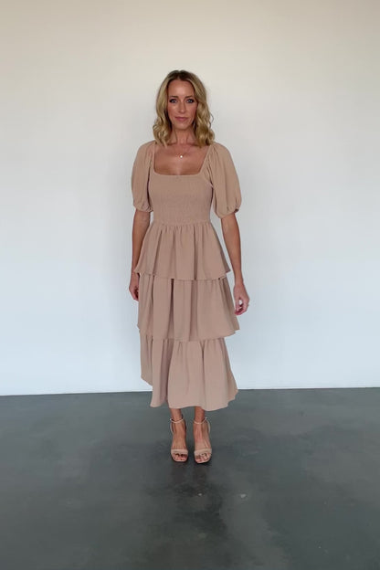 Ashbourne Tiered Dress | Taupe