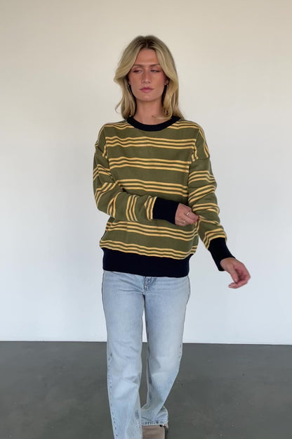 Thomas Striped Sweater | Olive Multi